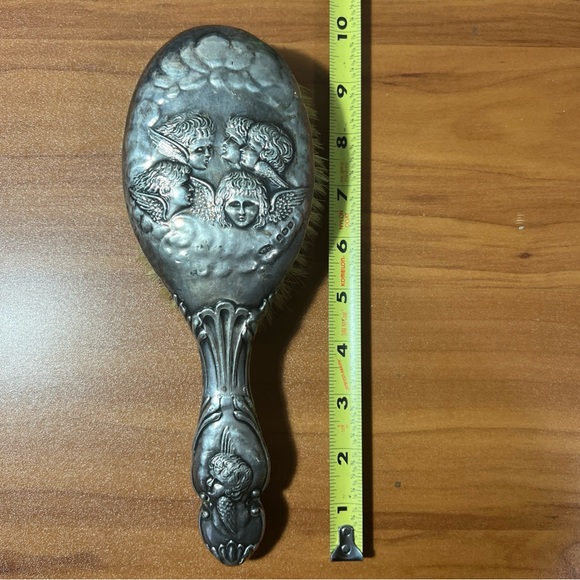 Antique Victorian Edwardian Sterling Silver Hairbrush Cherubs Angels Repousse main image 7